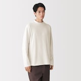 紳士　昔ながらの紡績機を使ったムラ糸モックネック長袖Ｔシャツ