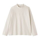 紳士　昔ながらの紡績機を使ったムラ糸モックネック長袖Ｔシャツ