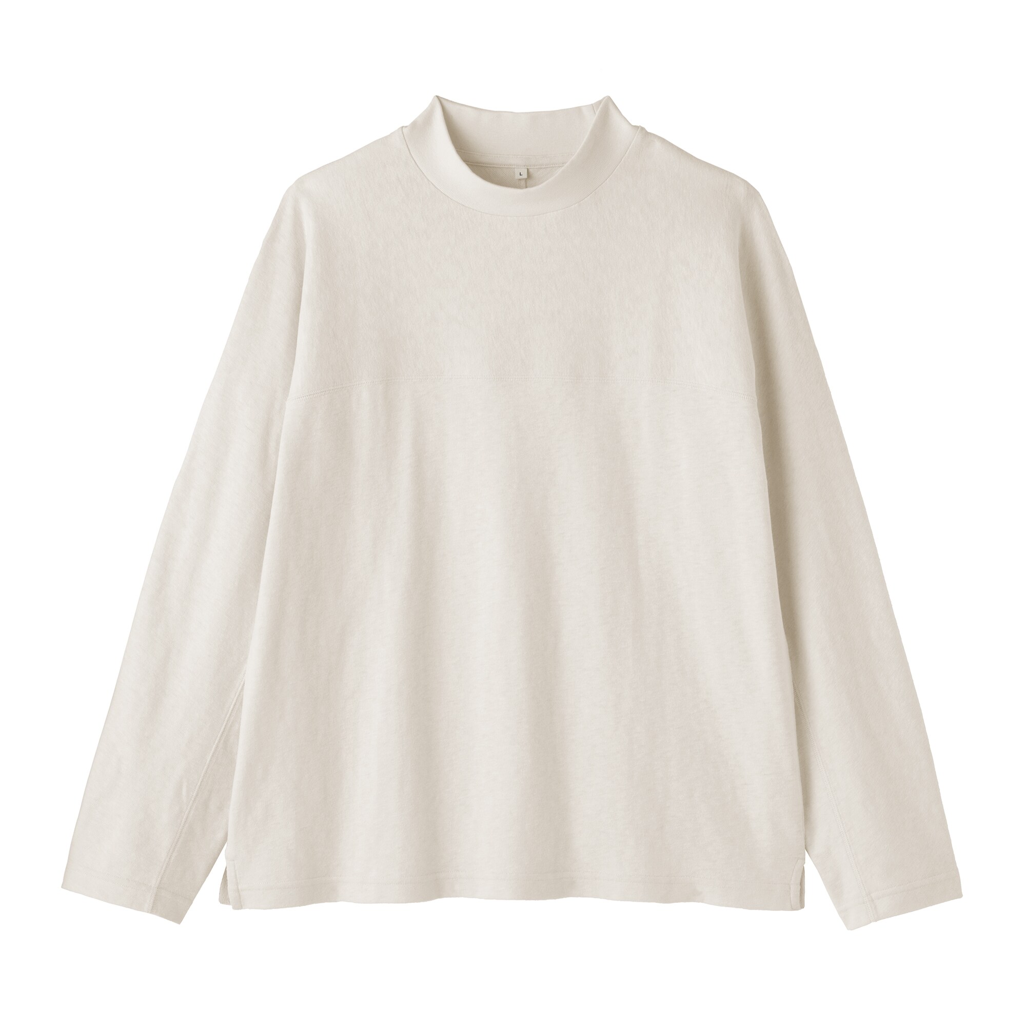 紳士　昔ながらの紡績機を使ったムラ糸モックネック長袖Ｔシャツ