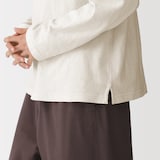 紳士　昔ながらの紡績機を使ったムラ糸モックネック長袖Ｔシャツ