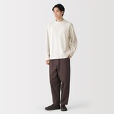 紳士　昔ながらの紡績機を使ったムラ糸モックネック長袖Ｔシャツ