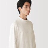 紳士　昔ながらの紡績機を使ったムラ糸モックネック長袖Ｔシャツ