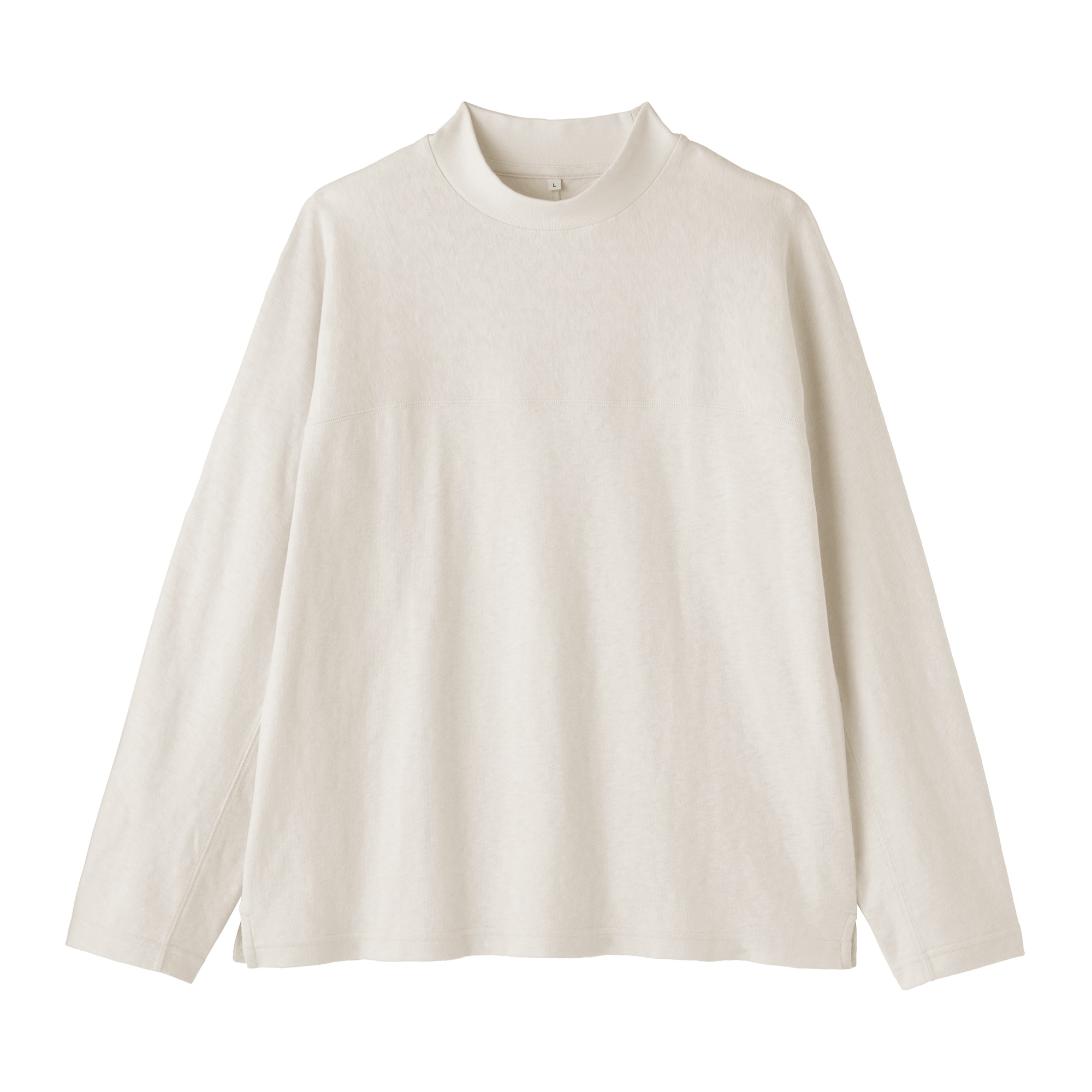 紳士　昔ながらの紡績機を使ったムラ糸モックネック長袖Ｔシャツ