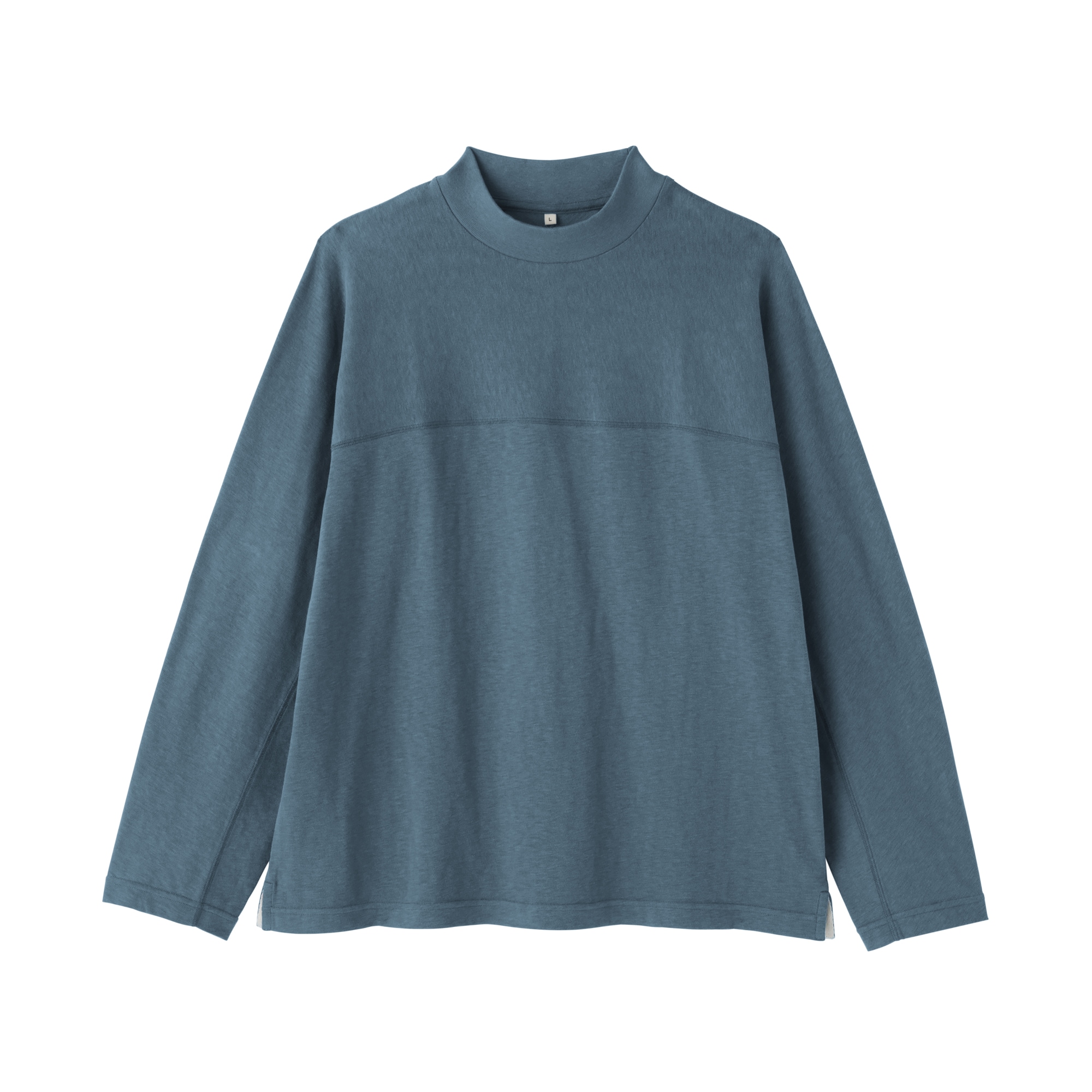 紳士　昔ながらの紡績機を使ったムラ糸モックネック長袖Ｔシャツ