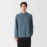 紳士　昔ながらの紡績機を使ったムラ糸モックネック長袖Ｔシャツ