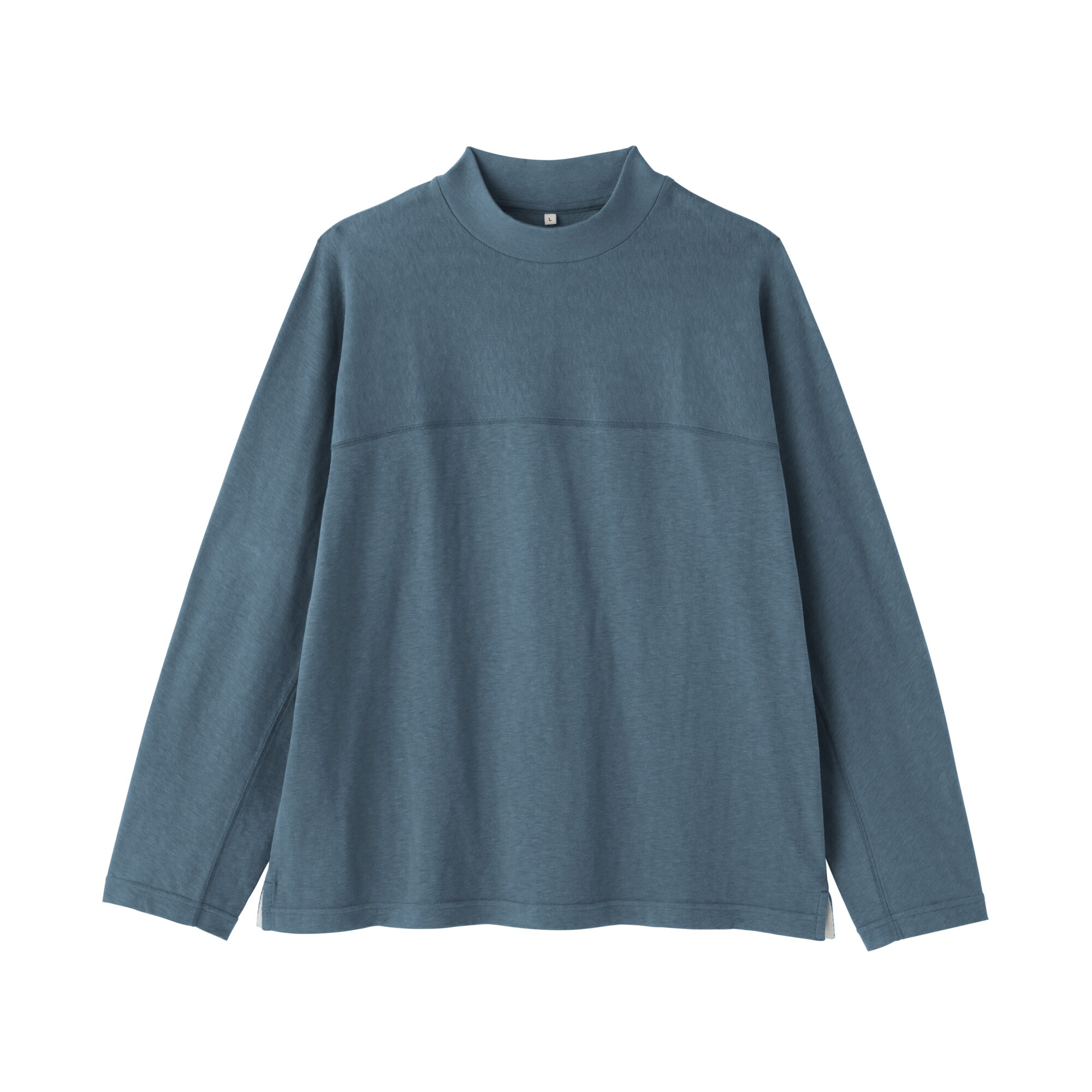紳士　昔ながらの紡績機を使ったムラ糸モックネック長袖Ｔシャツ