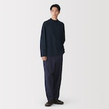 紳士　昔ながらの紡績機を使ったムラ糸モックネック長袖Ｔシャツ