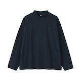 紳士　昔ながらの紡績機を使ったムラ糸モックネック長袖Ｔシャツ