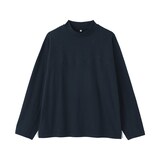 紳士　昔ながらの紡績機を使ったムラ糸モックネック長袖Ｔシャツ