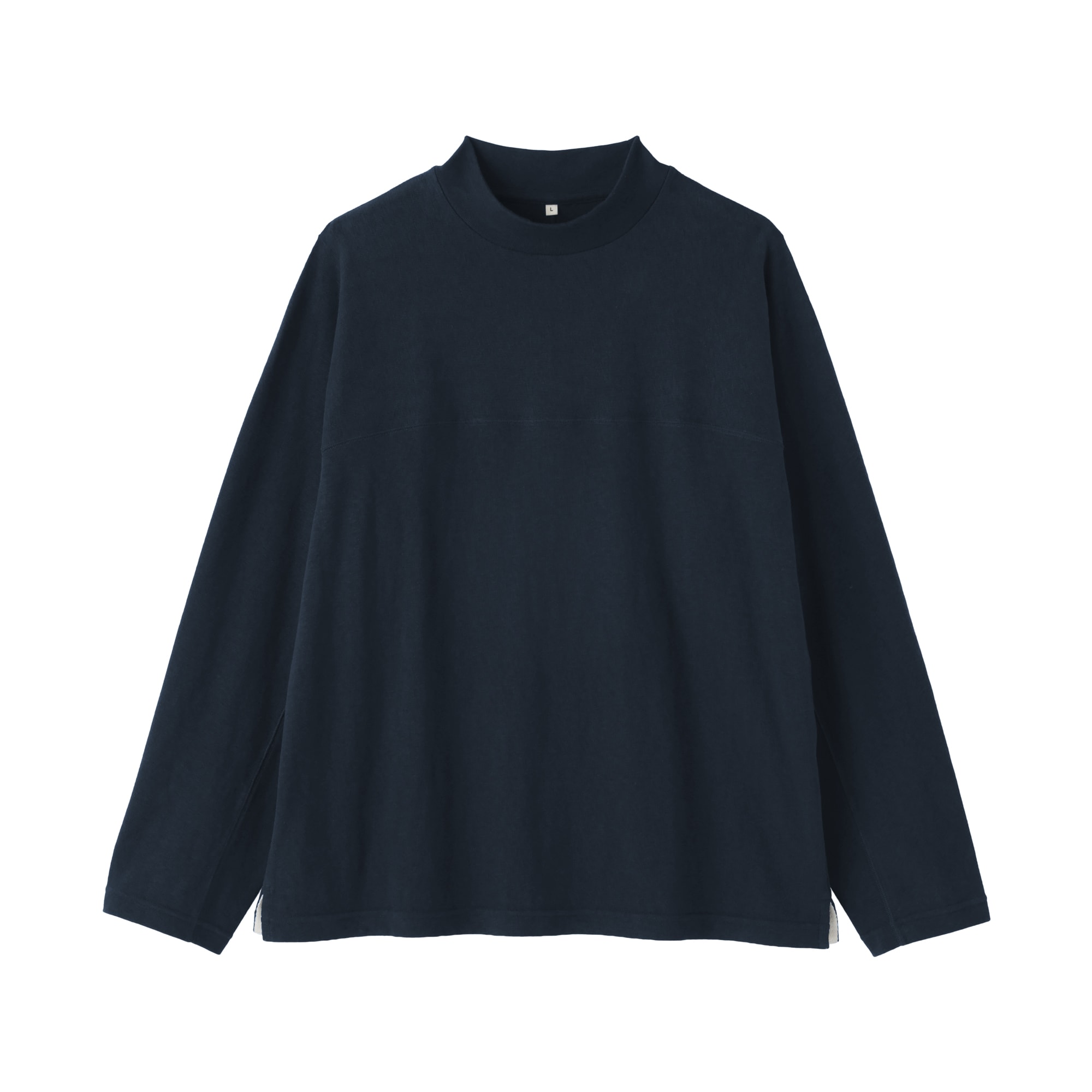 紳士　昔ながらの紡績機を使ったムラ糸モックネック長袖Ｔシャツ