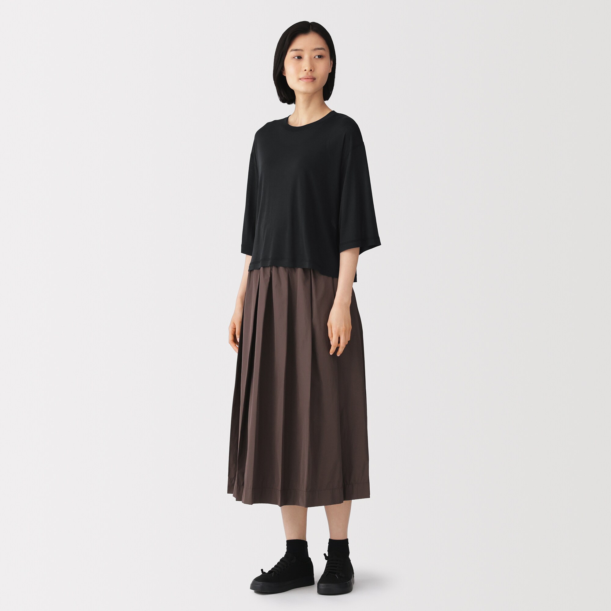 婦人　リヨセル天竺編み五分袖Ｔシャツ