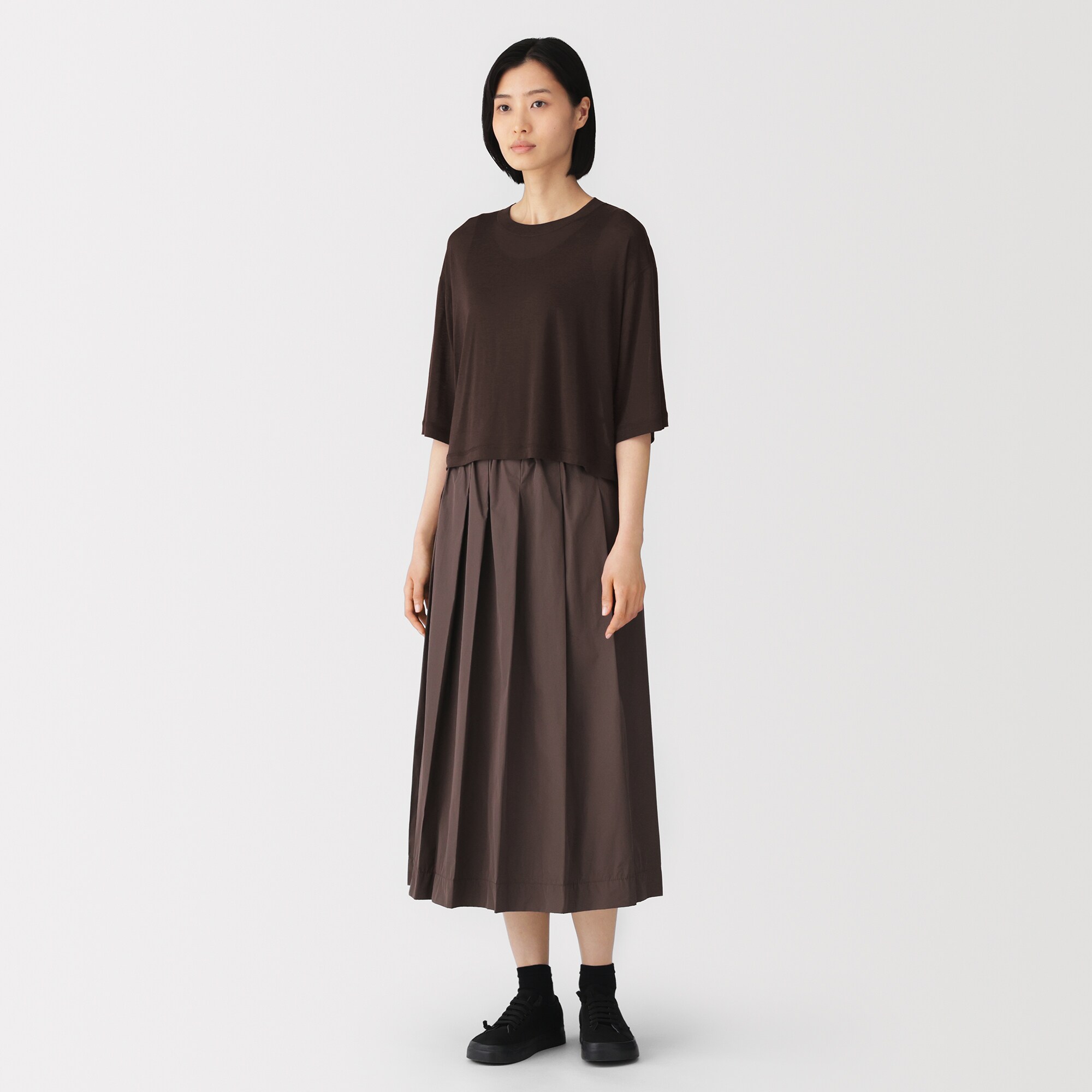 婦人　リヨセル天竺編み五分袖Ｔシャツ