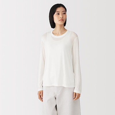 【７月中旬発売予定】婦人　リヨセル天竺編み長袖Ｔシャツ
