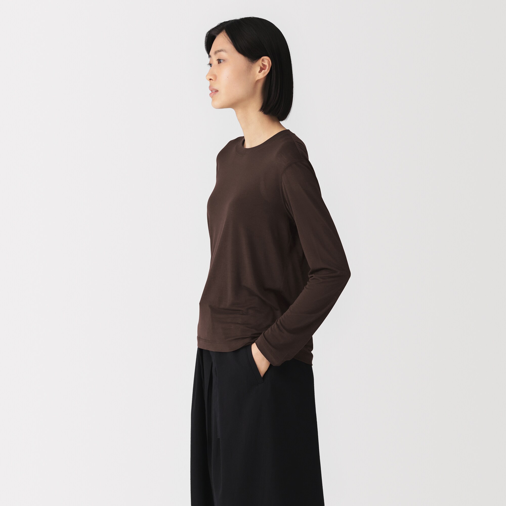婦人　リヨセル天竺編み長袖Ｔシャツ