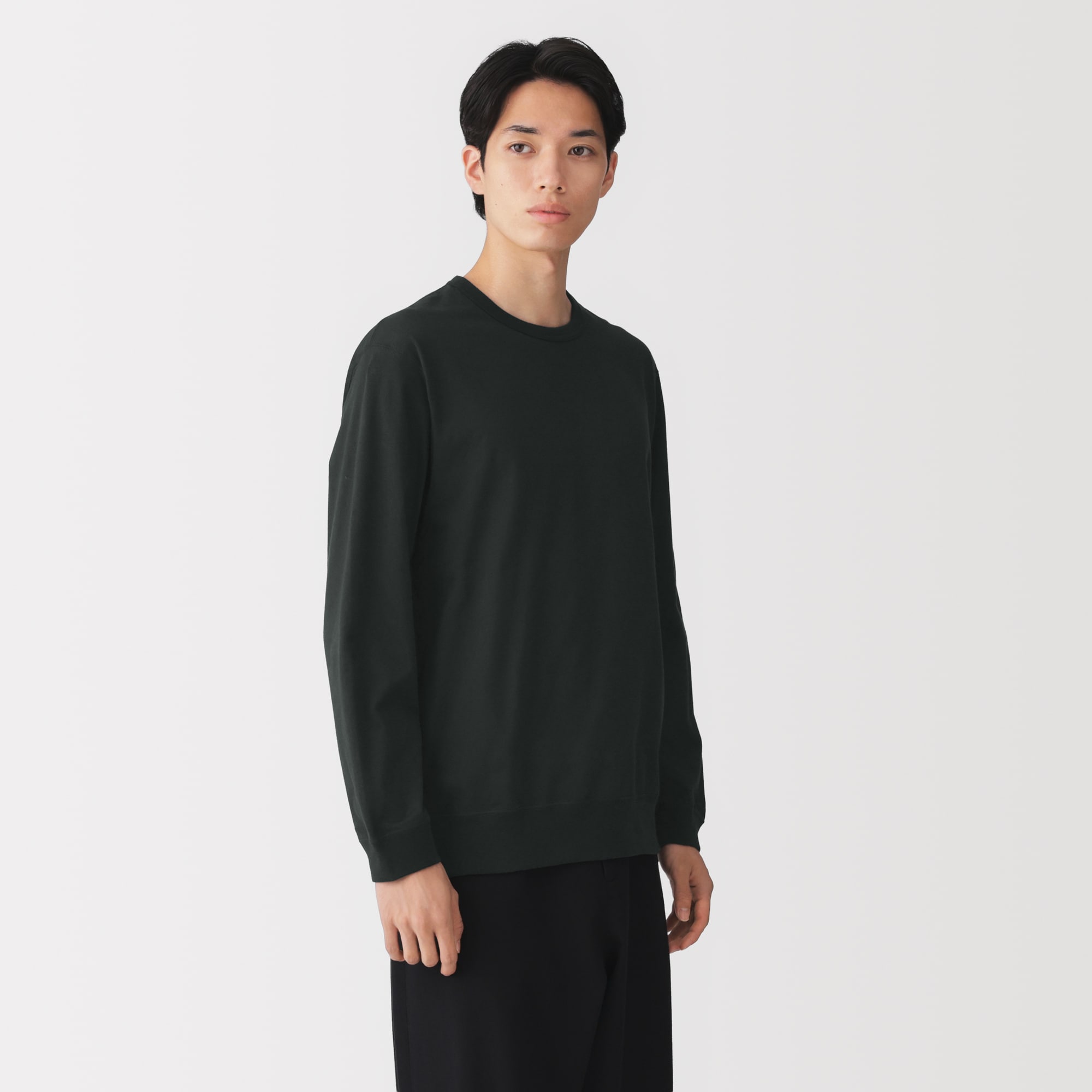 紳士　和歌山で編み立てた天竺クルーネック長袖Ｔシャツ
