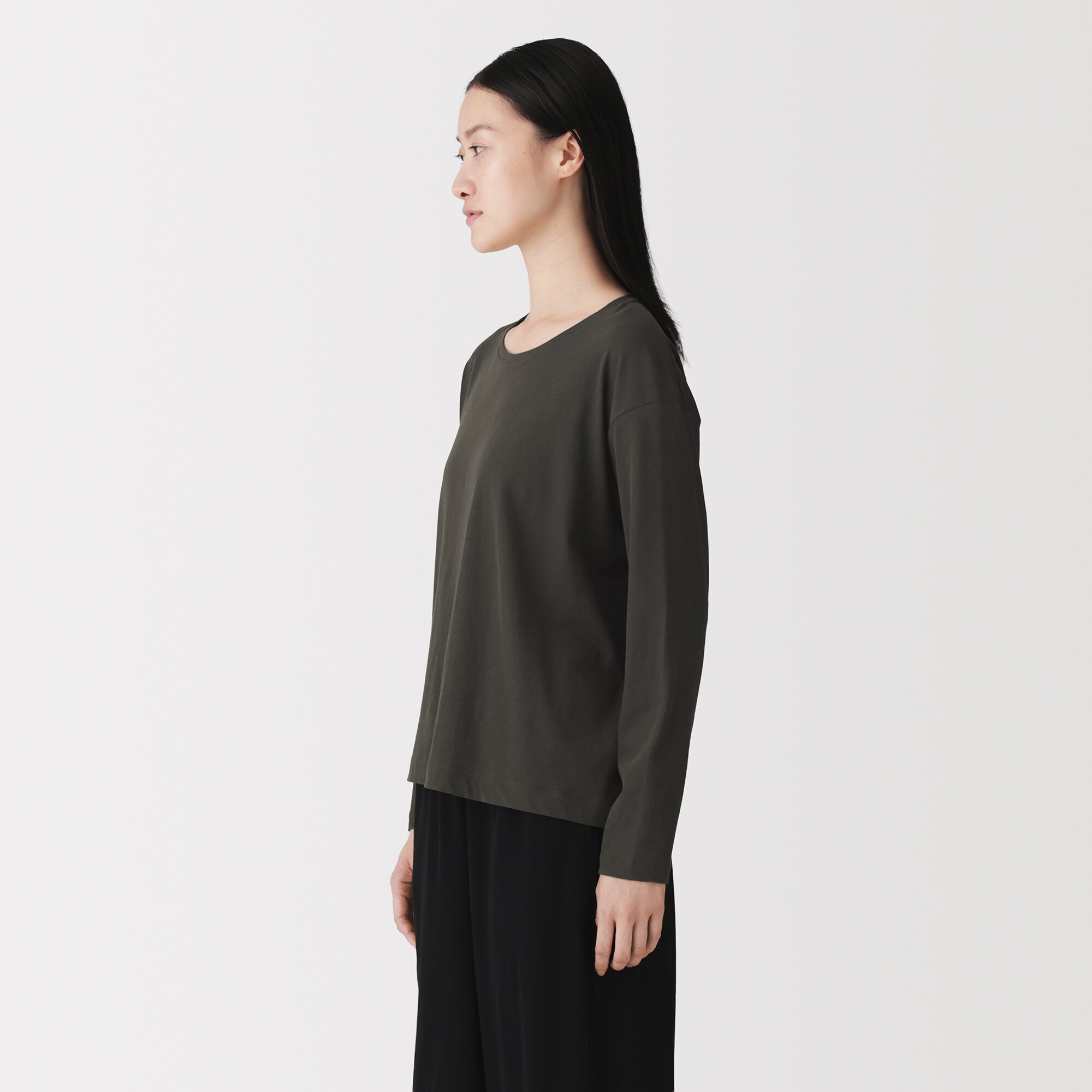 婦人　コットン天竺リラックス長袖Ｔシャツ