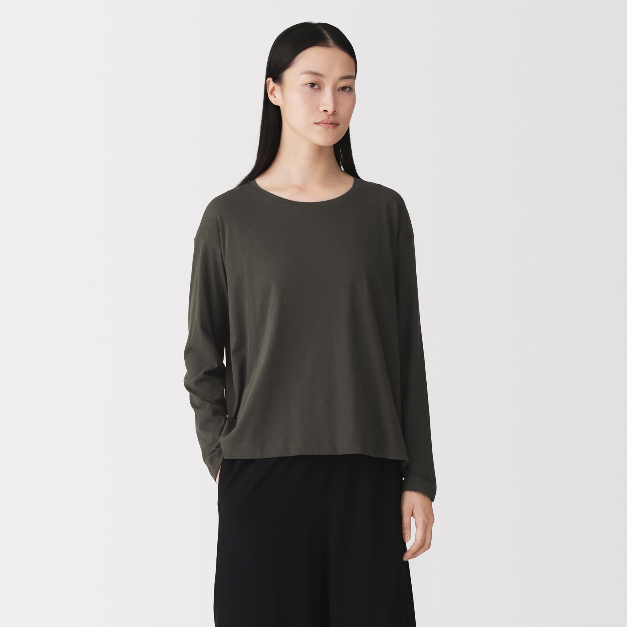 婦人　コットン天竺リラックス長袖Ｔシャツ