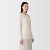 婦人　コットンカシミヤクルーネックＴシャツ