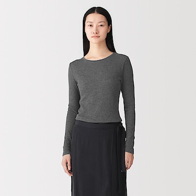 婦人　コットンカシミヤクルーネックＴシャツ