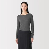 婦人　コットンカシミヤクルーネックＴシャツ