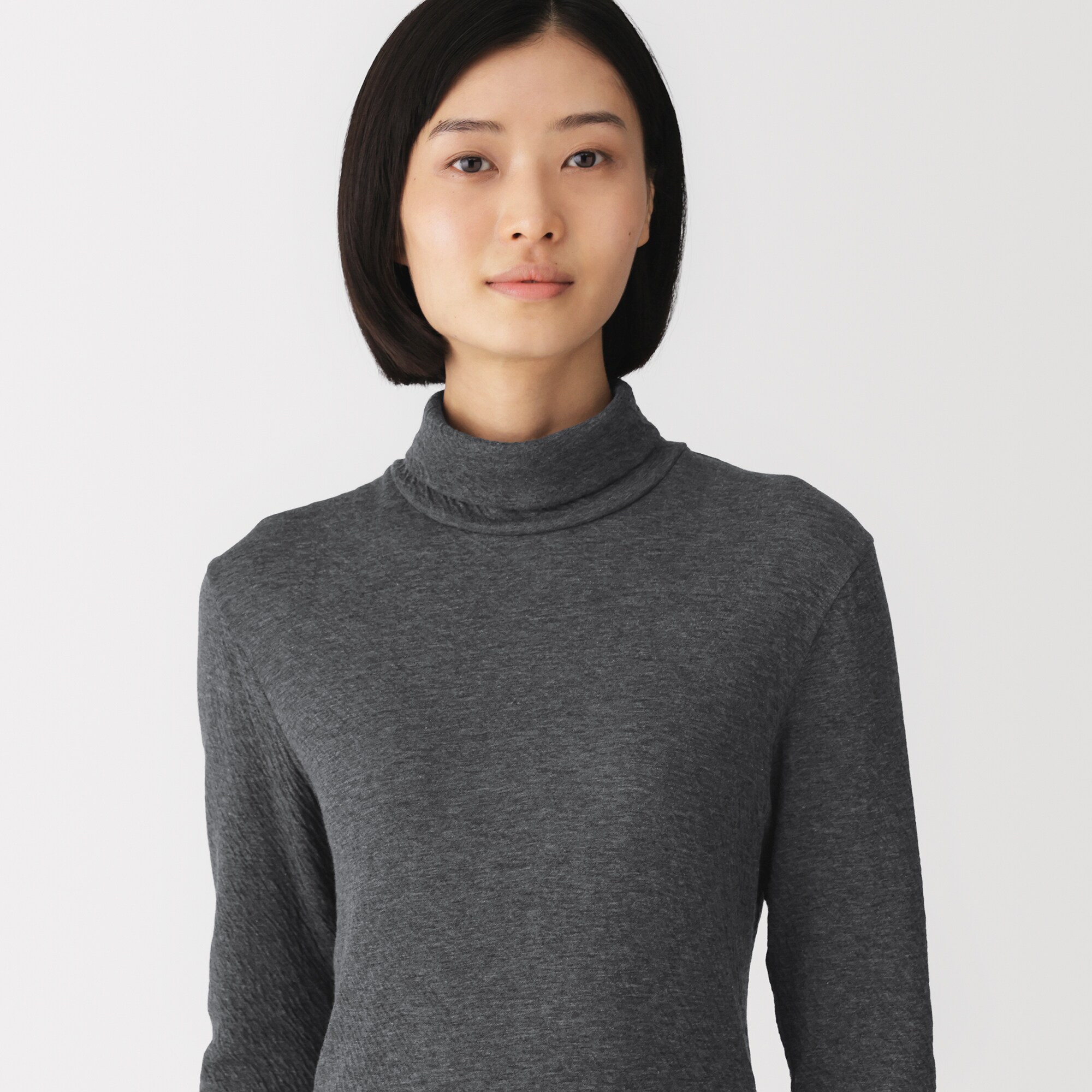婦人　コットンカシミヤタートルネックＴシャツ