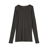 婦人　シルクリブクルーネック長袖Ｔシャツ
