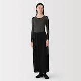 婦人　シルクリブクルーネック長袖Ｔシャツ