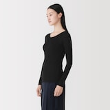 婦人　シルクリブクルーネック長袖Ｔシャツ