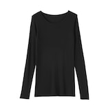 婦人　シルクリブクルーネック長袖Ｔシャツ