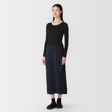 婦人　シルクリブクルーネック長袖Ｔシャツ