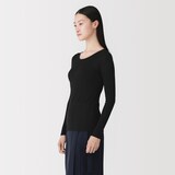 婦人　シルクリブクルーネック長袖Ｔシャツ