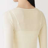 婦人　シルクリブクルーネック長袖Ｔシャツ