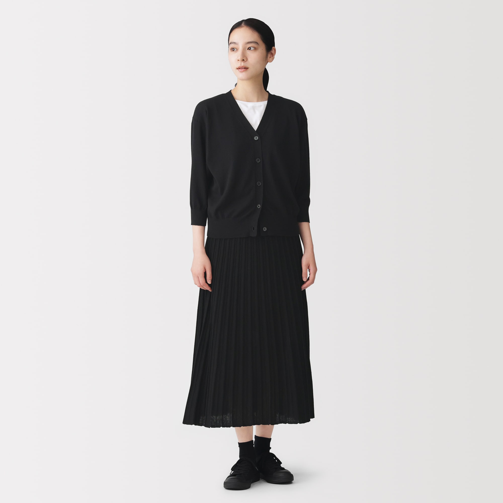婦人 なめらか天竺編み七分袖ワイドカーディガン | 無印良品
