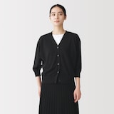 婦人　なめらか天竺編み七分袖ワイドカーディガン