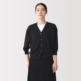 婦人　なめらか天竺編み七分袖ワイドカーディガン