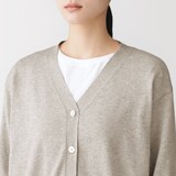 婦人　なめらか天竺編み七分袖ワイドカーディガン