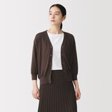 婦人　なめらか天竺編み七分袖ワイドカーディガン
