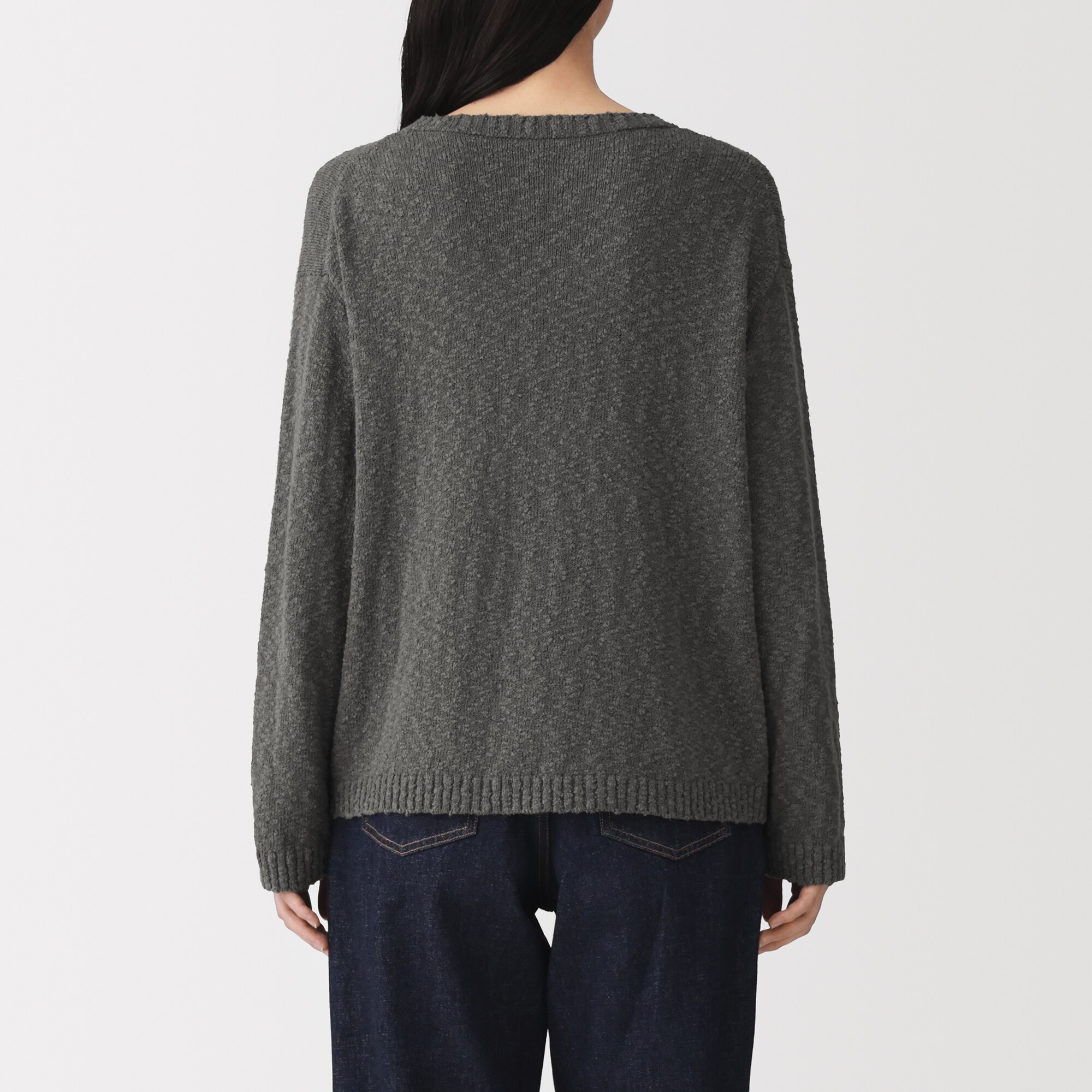 婦人　コットン混ムラ糸クルーネックセーター