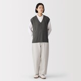 婦人　コットン混ムラ糸Ｖネックベスト