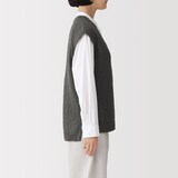 婦人　コットン混ムラ糸Ｖネックベスト