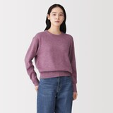 婦人　洗えるウールミドルゲージクルーネックセーター