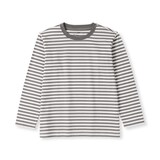 キッズ　綿天竺編みクルーネック長袖Ｔシャツ　ボーダー