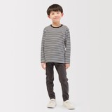 キッズ　綿天竺編みクルーネック長袖Ｔシャツ　ボーダー