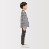 キッズ　綿天竺編みクルーネック長袖Ｔシャツ　ボーダー
