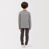 キッズ　綿天竺編みクルーネック長袖Ｔシャツ　ボーダー