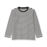 キッズ　綿天竺編みクルーネック長袖Ｔシャツ　ボーダー