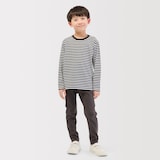 キッズ　綿天竺編みクルーネック長袖Ｔシャツ　ボーダー