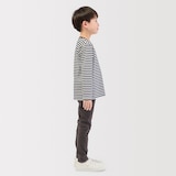 キッズ　綿天竺編みクルーネック長袖Ｔシャツ　ボーダー