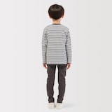 キッズ　綿天竺編みクルーネック長袖Ｔシャツ　ボーダー