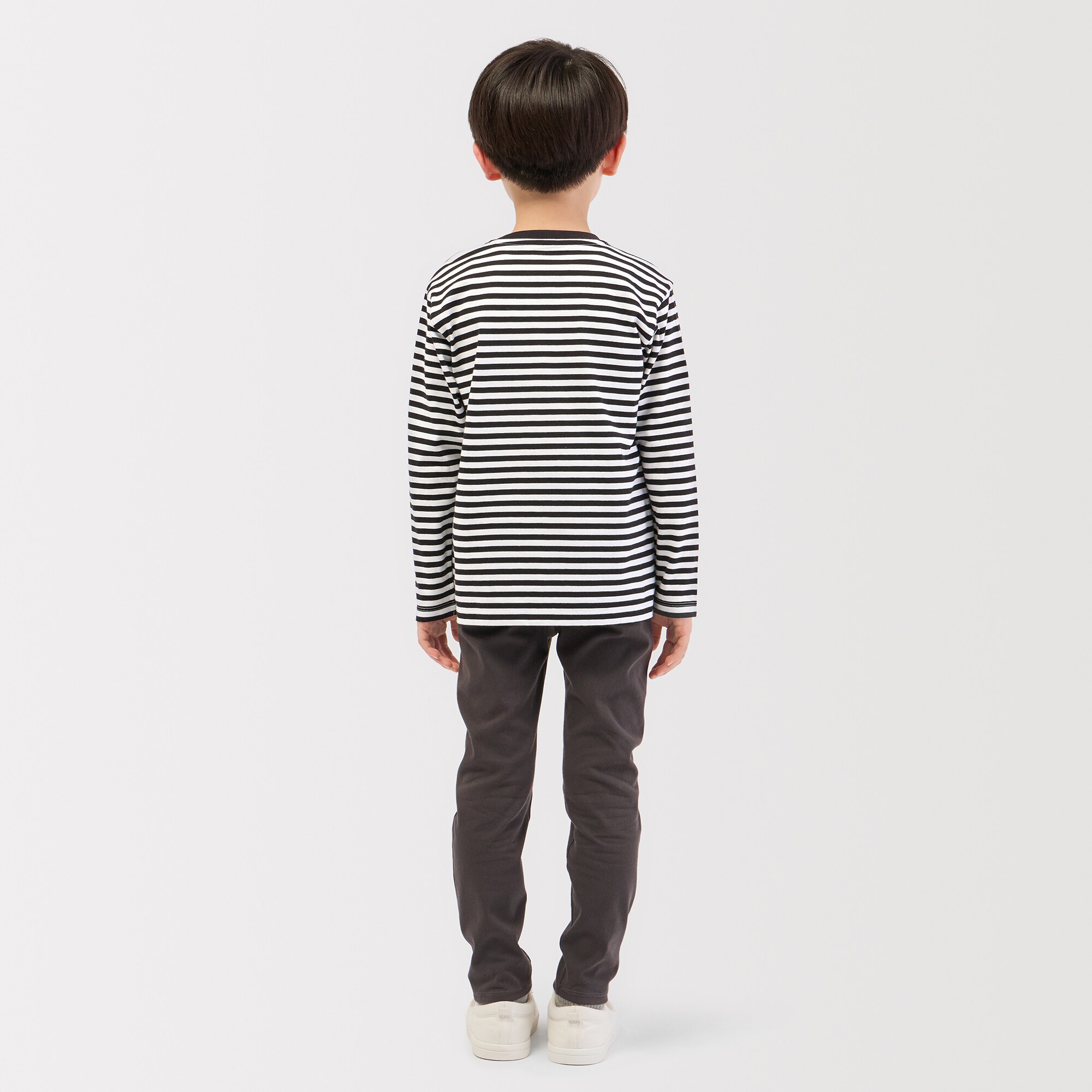 キッズ　綿天竺編みクルーネック長袖Ｔシャツ　ボーダー